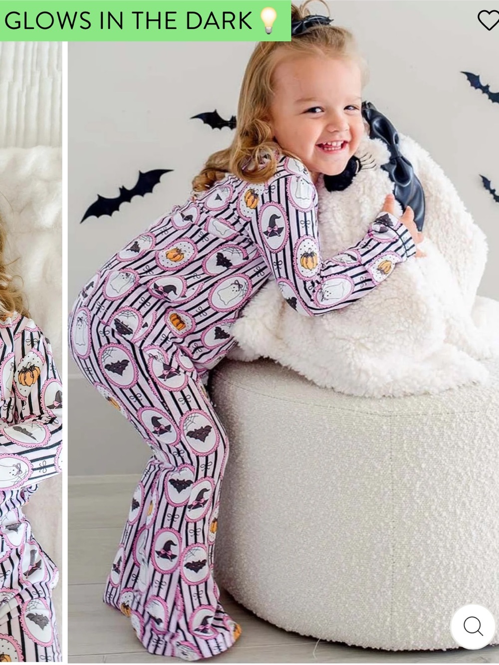 Caden Lane Halloween Glow-in-the-Dark Two-Piece Flare Bamboo Pajama Set NWT